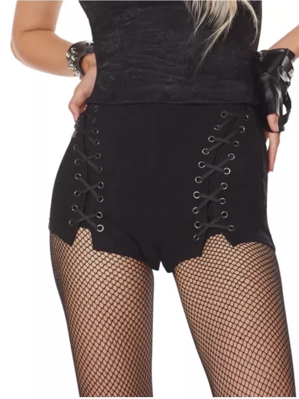 Lace-Up High Waist Black Women's Shorts